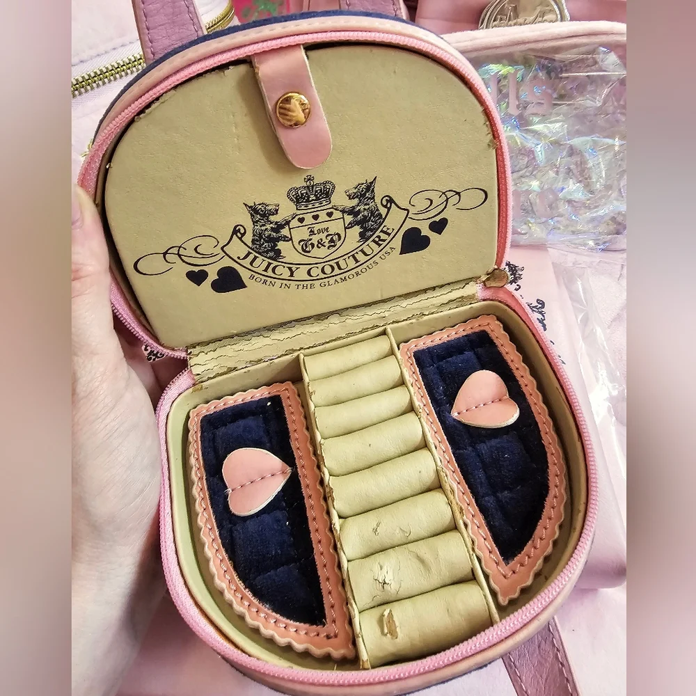 *SOLD* Vintage Juicy Couture Navy & Pink Mini Travel Case - Picture 2 of 3